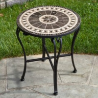 Gibraltar 20in Round Marble Mosaic Table Alfresco Home